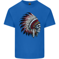 Indian Skull Headdress Biker Motorbike Kids T-Shirt Childrens Royal Blue