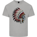 Indian Skull Headdress Biker Motorbike Kids T-Shirt Childrens Sports Grey