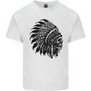 Indian Skull Headdress Biker Motorbike Kids T-Shirt Childrens White