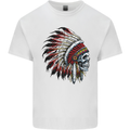 Indian Skull Headdress Biker Motorbike Kids T-Shirt Childrens White