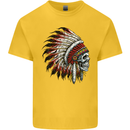 Indian Skull Headdress Biker Motorbike Kids T-Shirt Childrens Yellow