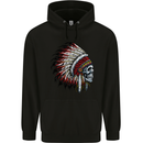 Indian Skull Headdress Biker Motorbike Mens 80% Cotton Hoodie Black