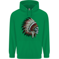 Indian Skull Headdress Biker Motorbike Mens 80% Cotton Hoodie Irish Green