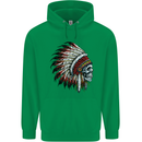 Indian Skull Headdress Biker Motorbike Mens 80% Cotton Hoodie Irish Green