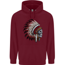 Indian Skull Headdress Biker Motorbike Mens 80% Cotton Hoodie Maroon