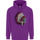 Indian Skull Headdress Biker Motorbike Mens 80% Cotton Hoodie Purple