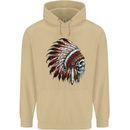 Indian Skull Headdress Biker Motorbike Mens 80% Cotton Hoodie Sand