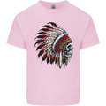 Indian Skull Headdress Biker Motorbike Mens Cotton T-Shirt Tee Top Light Pink