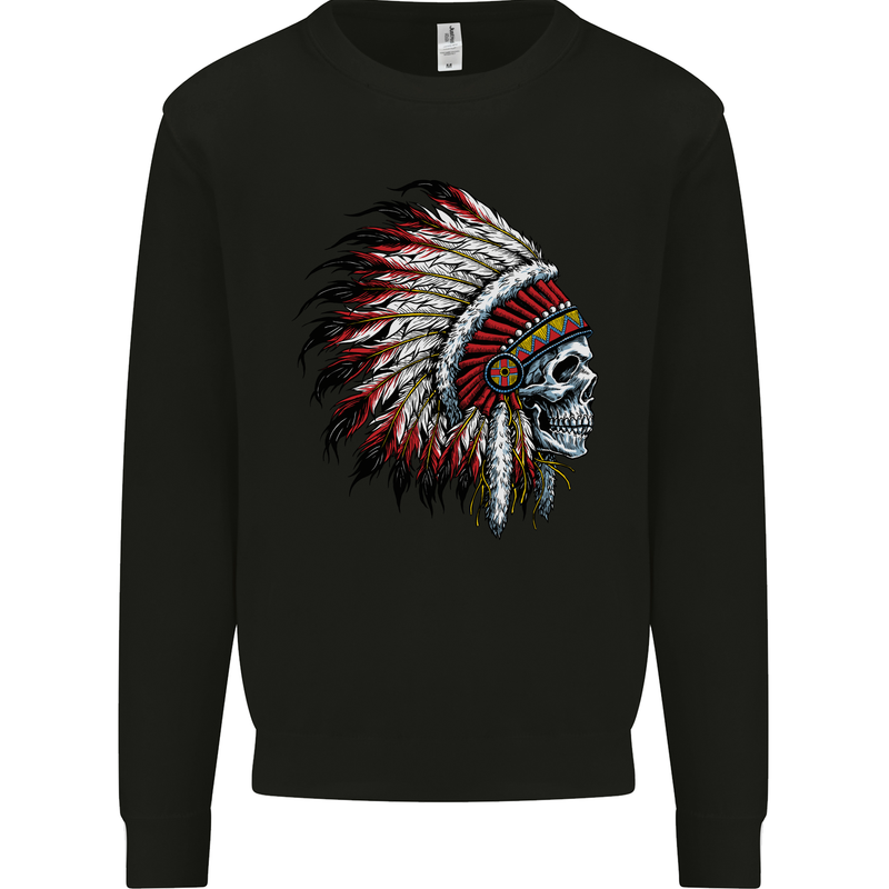 Indian Skull Headdress Biker Motorbike Mens Sweatshirt Jumper Black