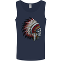 Indian Skull Headdress Biker Motorbike Mens Vest Tank Top Navy Blue