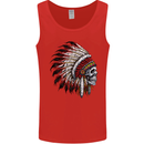 Indian Skull Headdress Biker Motorbike Mens Vest Tank Top Red