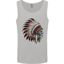 Indian Skull Headdress Biker Motorbike Mens Vest Tank Top Sports Grey