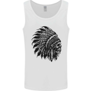 Indian Skull Headdress Biker Motorbike Mens Vest Tank Top White