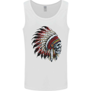Indian Skull Headdress Biker Motorbike Mens Vest Tank Top White