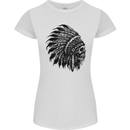 Indian Skull Headdress Biker Motorbike Womens Petite Cut T-Shirt White