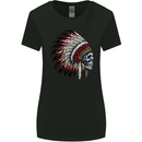Indian Skull Headdress Biker Motorbike Womens Wider Cut T-Shirt Black