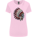 Indian Skull Headdress Biker Motorbike Womens Wider Cut T-Shirt Light Pink