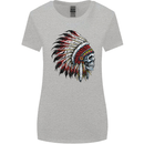 Indian Skull Headdress Biker Motorbike Womens Wider Cut T-Shirt Sports Grey