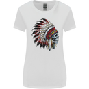 Indian Skull Headdress Biker Motorbike Womens Wider Cut T-Shirt White