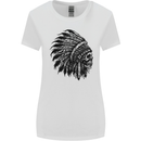 Indian Skull Headdress Biker Motorbike Womens Wider Cut T-Shirt White