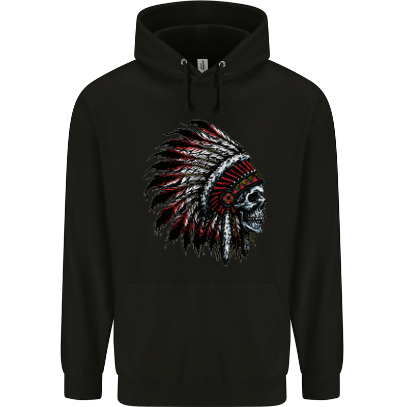 Indian Skull Headdress Biker Motorcycle Childrens Kids Hoodie Black