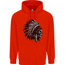 Indian Skull Headdress Biker Motorcycle Childrens Kids Hoodie Bright Red