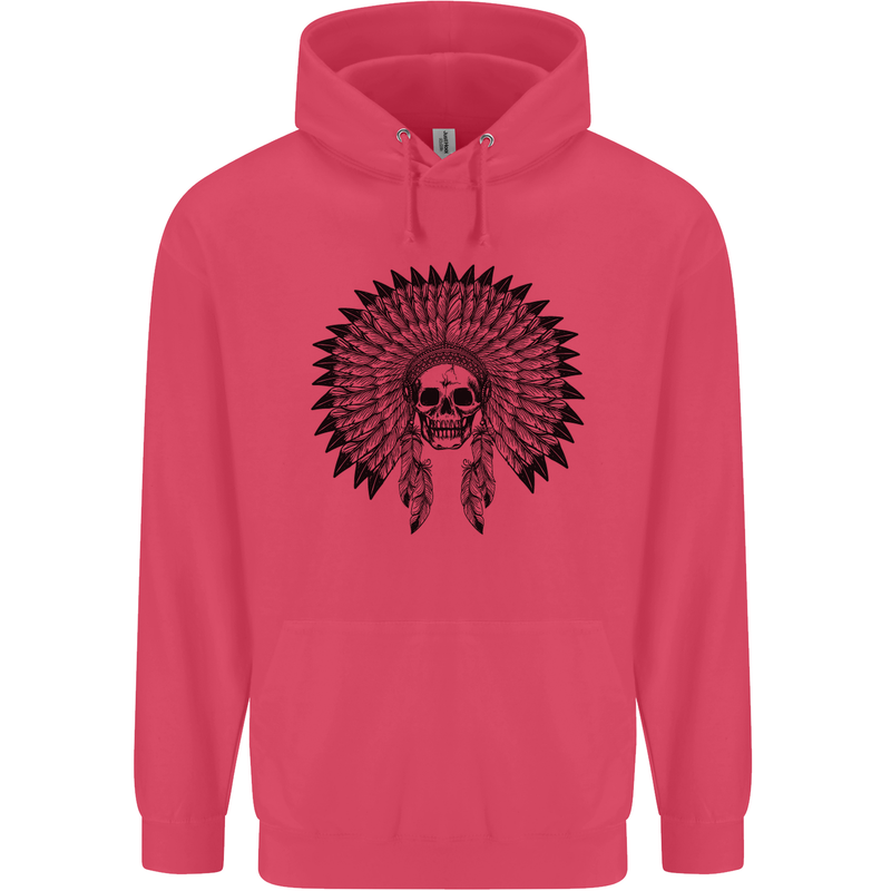 Indian Skull Headdress Biker Motorcycle Childrens Kids Hoodie Heliconia