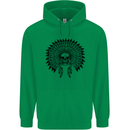 Indian Skull Headdress Biker Motorcycle Childrens Kids Hoodie Irish Green