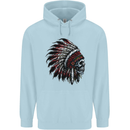 Indian Skull Headdress Biker Motorcycle Childrens Kids Hoodie Light Blue