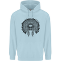 Indian Skull Headdress Biker Motorcycle Childrens Kids Hoodie Light Blue