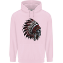 Indian Skull Headdress Biker Motorcycle Childrens Kids Hoodie Light Pink
