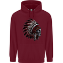 Indian Skull Headdress Biker Motorcycle Childrens Kids Hoodie Maroon