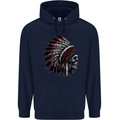 Indian Skull Headdress Biker Motorcycle Childrens Kids Hoodie Navy Blue