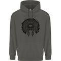 Indian Skull Headdress Biker Motorcycle Childrens Kids Hoodie Storm Grey