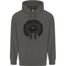 Indian Skull Headdress Biker Motorcycle Childrens Kids Hoodie Storm Grey