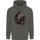 Indian Skull Headdress Biker Motorcycle Childrens Kids Hoodie Storm Grey