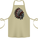 Indian Skull Headdress Biker Motorcycle Cotton Apron 100% Organic Khaki