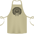 Indian Skull Headdress Biker Motorcycle Cotton Apron 100% Organic Khaki