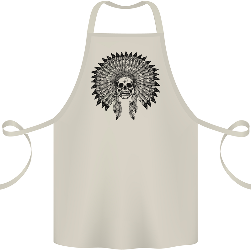 Indian Skull Headdress Biker Motorcycle Cotton Apron 100% Organic Natural