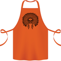 Indian Skull Headdress Biker Motorcycle Cotton Apron 100% Organic Orange