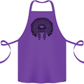 Indian Skull Headdress Biker Motorcycle Cotton Apron 100% Organic Purple