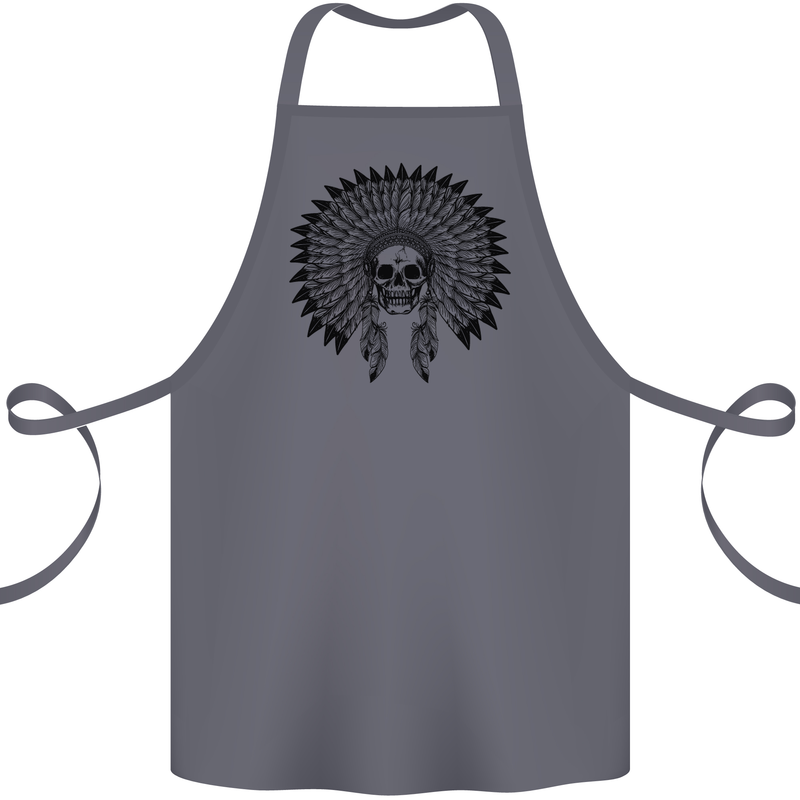 Indian Skull Headdress Biker Motorcycle Cotton Apron 100% Organic Steel