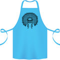 Indian Skull Headdress Biker Motorcycle Cotton Apron 100% Organic Turquoise