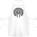 Indian Skull Headdress Biker Motorcycle Cotton Apron 100% Organic White