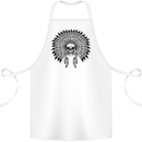 Indian Skull Headdress Biker Motorcycle Cotton Apron 100% Organic White