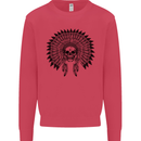 Indian Skull Headdress Biker Motorcycle Kids Sweatshirt Jumper Heliconia