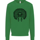 Indian Skull Headdress Biker Motorcycle Kids Sweatshirt Jumper Irish Green