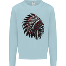 Indian Skull Headdress Biker Motorcycle Kids Sweatshirt Jumper Light Blue