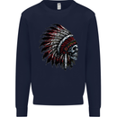 Indian Skull Headdress Biker Motorcycle Kids Sweatshirt Jumper Navy Blue