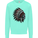 Indian Skull Headdress Biker Motorcycle Kids Sweatshirt Jumper Peppermint